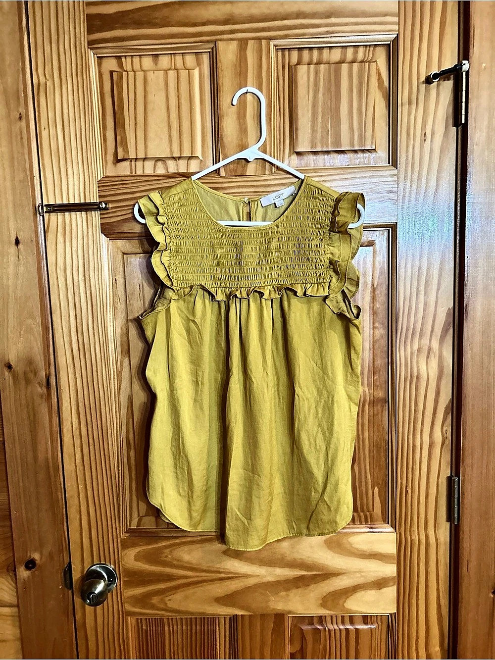 LOFT Smocked Flutter V-Neck Blouse - Size Medium
